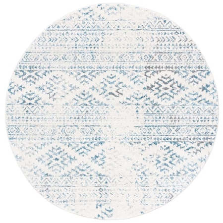 Safavieh 10 x 10 ft. Tulum Power Loomed Round Area Rug; Ivory & Turquoise TUL272E-10R